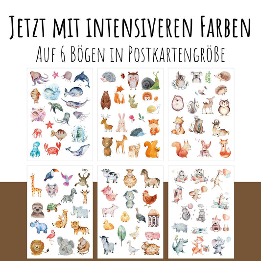 100 Kindertattoos "Lustige Welt der Tiere" Kindertattoos lilaliebtdich 