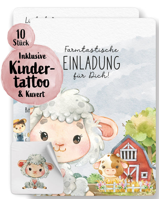 Einladungskarte Kindergeburtstag "Farmtastische Einladung" Einladungskarten lilaliebtdich 