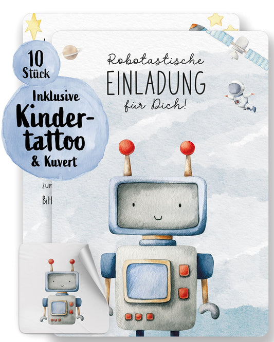 Einladungskarte Kindergeburtstag "Robotastische Einladung" Einladungskarten lilaliebtdich 