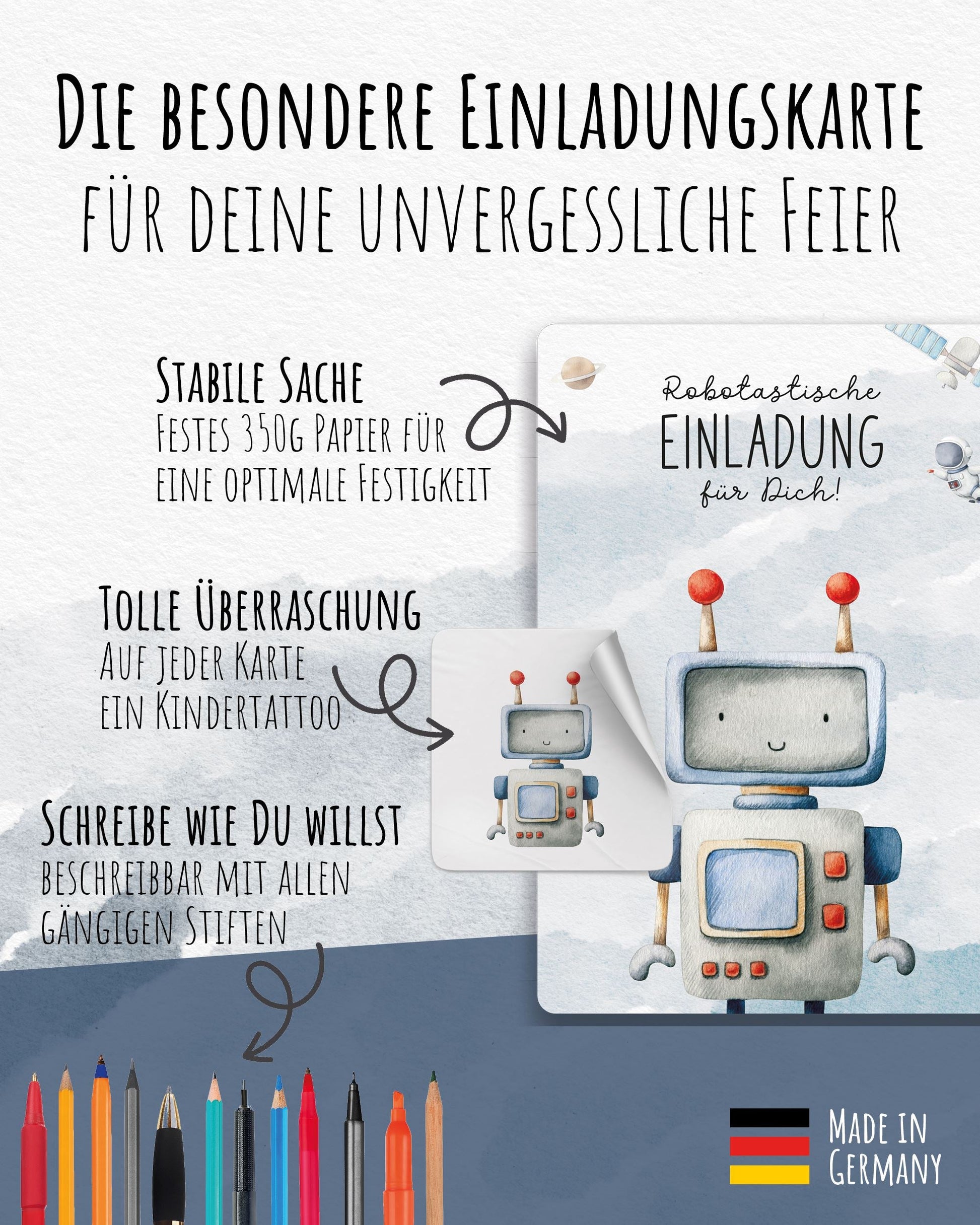 Einladungskarte Kindergeburtstag "Robotastische Einladung" Einladungskarten lilaliebtdich 